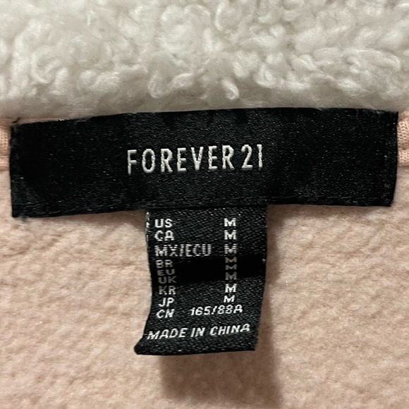 Forever 21 Light Pink Fur Neck Zip Up Sweatshirt - Picture 3 of 3